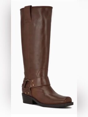 Nine West Brown Leather Motorcycle Boots sz 7